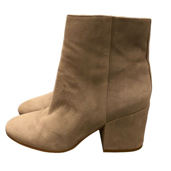 Sam Edelman Sz 8 Gray Taye Side Zipper Almond Toe Suede Block Ankle Boots - Picture 2 of 8